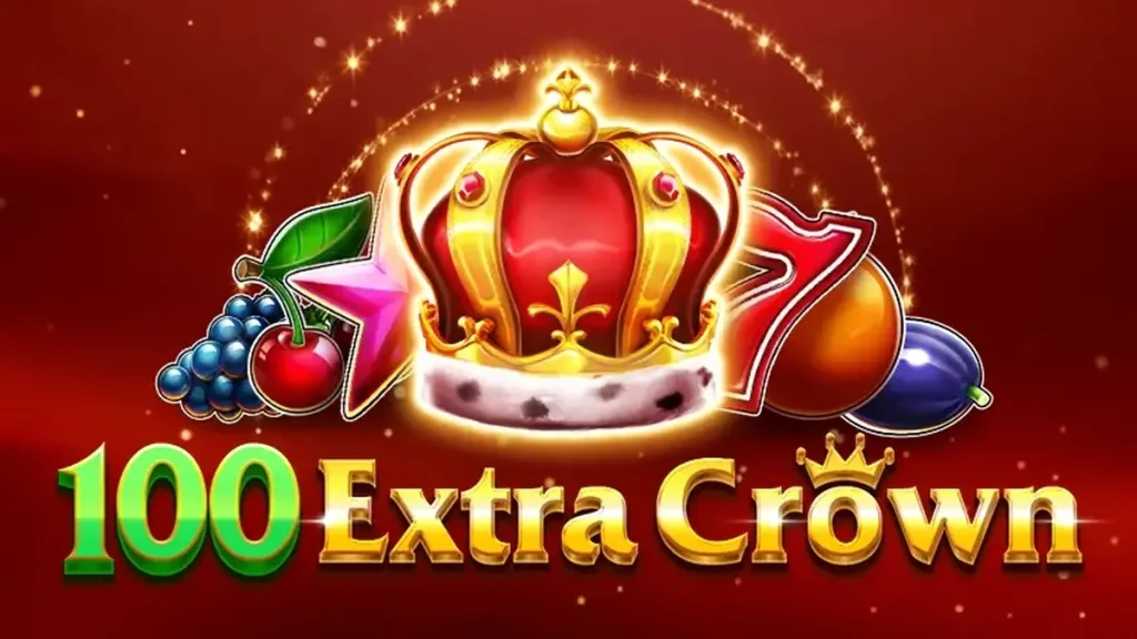 Interface do jogo 100 Extra Crown com símbolos de frutas e coroas