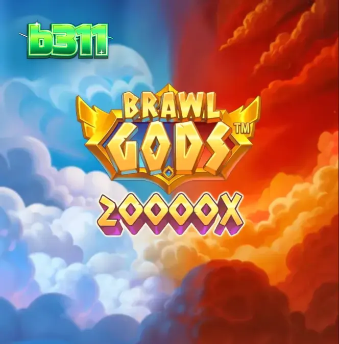 Interface do slot Brawl Gods com design de tela dividida entre Zeus e Hades